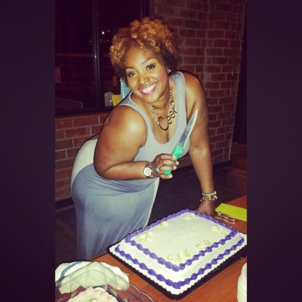 Cutting my cake at my going away party